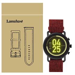 LvBu Armband Kompatibel für Skagen Falster 3, Nylon Strick Replacement Uhrenarmband für Skagen Falster 3 Smartwatch (Rot) von LvBu