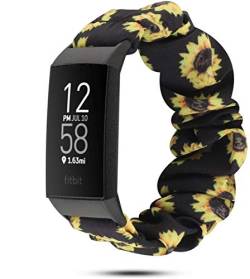 LvBu Armband Kompatibel mit Fitbit Charge 4, weiche Haargummis Uhrenarmband für Fitbit Charge 4 Smartwatch (Sunflower) von LvBu