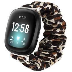 LvBu Armband Kompatibel mit Fitbit Sense/Versa 3, weiche Haargummis Uhrenarmband für Fitbit Sense/Versa 3 Smartwatch (Leopard) von LvBu