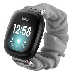 LvBu Armband Kompatibel mit Fitbit Sense/Versa 3, weiche Haargummis Uhrenarmband für Fitbit Sense/Versa 3 Smartwatch (grau) von LvBu