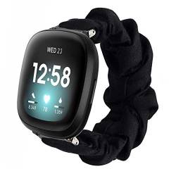 LvBu Armband Kompatibel mit Fitbit Sense/Versa 3, weiche Haargummis Uhrenarmband für Fitbit Sense/Versa 3 Smartwatch (schwarz) von LvBu