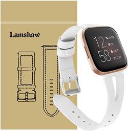 LvBu Armband Kompatibel mit Fitbit Versa 2, Quick Release Leder Classic Ersatz Uhrenarmband für Fitbit Versa 2 Smartwatch (Weiß) von LvBu