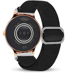 LvBu Armband Kompatibel mit Fossil Damen Gen 5E, Einstellbar Stoff Armbänder, Weich und Dehnbar Elastizität Ersatzband für Fossil Damen Gen 5E Smartwatch (schwarz) von LvBu