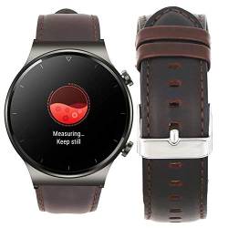 LvBu Armband Kompatibel mit Huawei Watch GT 2 Pro, Quick Release Leder Classic Ersatz Uhrenarmband für Huawei Watch GT2 Pro Smartwatch (Kaffee) von LvBu