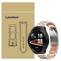 LvBu Armband Kompatibel mit Huawei Watch GT 2e, Classic Edelstahl Uhrenarmband für Huawei Watch GT 2e Smartwatch (Silber-Roségold) von LvBu