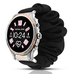 LvBu Armband Kompatibel mit Michael Kors Lexington 2, weiche Haargummis Uhrenarmband für MK Lexington 2 Smartwatch (Schwarz) von LvBu