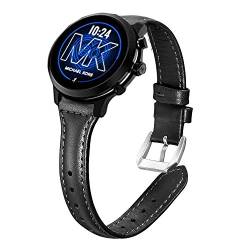 LvBu Armband Kompatibel mit Michael Kors MKGO, Quick Release Leder Classic Ersatz Uhrenarmband für Michael Kors Access MKGO Smartwatch (Schwarz) von LvBu