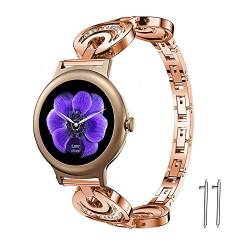 LvBu Damen Edelstahl Bracelet Kompatibel für LG Watch Style, Kristall Rhinestone Diamant Uhrenarmband für LG Watch Style Smartwatch (Roségold) von LvBu