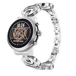 LvBu Damen Edelstahl Bracelet Kompatibel für Michael Kors MKGO, Kristall Rhinestone Diamant Uhrenarmband für Michael Kors Access MKGO Smartwatch (Silber) von LvBu