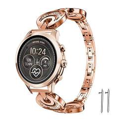 LvBu Damen Edelstahl Bracelet Kompatibel für Michael Kors Runway, Kristall Rhinestone Diamant Uhrenarmband für Michael Kors Access Runway Smartwatch (Roségold) von LvBu