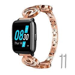 LvBu Damen Edelstahl Bracelet Kompatibel für UMIDIGI UFit, Kristall Rhinestone Diamant Uhrenarmband für UMIDIGI UFit Smartwatch (Rosegold) von LvBu