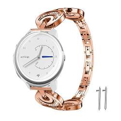 LvBu Damen Edelstahl Bracelet Kompatibel für Withings Move, Kristall Rhinestone Diamant Uhrenarmband für Withings Move Smartwatch (Roségold) von LvBu