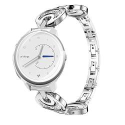 LvBu Damen Edelstahl Bracelet Kompatibel für Withings Move, Kristall Rhinestone Diamant Uhrenarmband für Withings Move Smartwatch (Silber) von LvBu