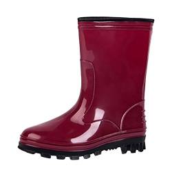 LvRao Damen Outdoorschuhe Regenstiefel Festival Garten Wasserdicht Halbschaft Gummistiefel Schneestiefel Booties (Rot, CN 39 / EU 38) von LvRao