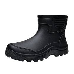 LvRao Herren Kurzschaft Stiefel Gummistiefel Gummistiefeletten wasserdichte Regenstiefe für Festival Garten (Schwarz, CN 43 / EU 42) von LvRao