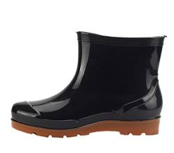 LvRao Herren Plain Stiefeletten Wasserdicht Atmungsaktiv Gummistiefel Regenschuhe Regenstiefel Garten Stiefel (Schwarz, EU 41 / CN 42) von LvRao