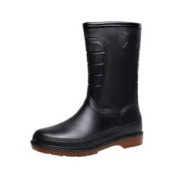 LvRao Herren Winterschuhe Wasserdicht Halbschaft Gummistiefel Schneestiefel Kunstpelz gefüttert Outdoorschuhe Regenstiefel (Schwarz, CN 41 / EU 40) von LvRao