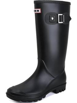 Lvptsh Gummistiefel Damen Hoch Regenstiefel Langschaft Wasserdichte Garten Stiefel Anti Rutsch Wellington Boots Rain Boots,Black,EU36 von Lvptsh