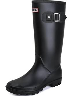 Lvptsh Gummistiefel Damen Hoch Regenstiefel Langschaft Wasserdichte Garten Stiefel Anti Rutsch Wellington Boots Rain Boots,Black,EU40 von Lvptsh