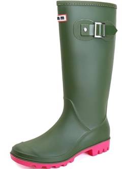 Lvptsh Gummistiefel Damen Hoch Regenstiefel Langschaft Wasserdichte Garten Stiefel Anti Rutsch Wellington Boots Rain Boots,Green,EU40 von Lvptsh