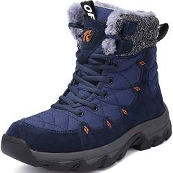 Lvptsh Herren Damen Winterstiefel Schneestiefel Wasserdicht Warme Gefüttert Anti-Rutsch Trekking Wanderschuhe Winterschuhe Outdoor Boots Stiefeletten,Blau,EU45 von Lvptsh