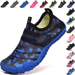 Lvptsh Kinder Badeschuhe Strandschuhe Wasserschuhe Jungen Mädchen Aquaschuhe Schnell Trocknend Barfußschuhe Wassersport Beach Pool Surfen,Schwarz Blau,EU38 von Lvptsh