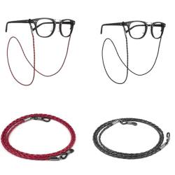 Lxtness Brillenband, 2 Stück PU Leder Brillenkette,Brillenkette Damen, Brillenband Damen, Einstellbarer Brille Cord, Brillenbänder für Damen Herren, für Sport Brillen und Sonnenbrillen von Lxtness