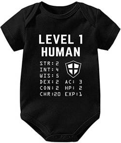 LyCheer Level 1 Human Unisex Baby Body Kurzarm Tiny Strampler Outfits Jumpsuit Gr. 6-12 Monate, Schwarz von LyCheer