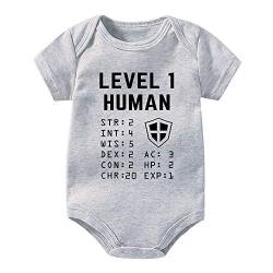 LyCheer Level 1 Human Unisex Baby Body Kurzarm Tiny Strampler Outfits Jumpsuit Gr. 6-12 Monate, grau von LyCheer