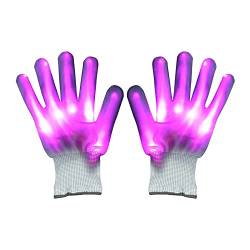 Lychee LED Leucht Handschuhe für Erwachsene,6 Blinkmodie,Skeleton Leuchtende Handschuhe Party/Tanzen/Weihnacht/Halloween/Clubs (Rosa) von Lychee