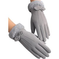 Lycille Abendhandschuhe elegante und warme Handschuhe mit Kunstfell in GRAU für Frauen (1 Paar Handschuhe) atmungsaktiv von Lycille