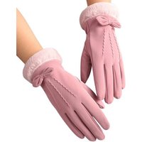 Lycille Abendhandschuhe elegante und warme Handschuhe mit Kunstfell in ROSA für Frauen (1 Paar Handschuhe) atmungsaktiv, Touchscreen geeignet von Lycille