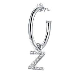 Lydreewam Damen Ohrringe Creolen mit Anhänger Buchstabe Z 925 Sterling Silber mit 3A Zirkonia, Durchmesser 20mm (Ein Stück, kein Paar) von Lydreewam