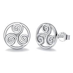 Lydreewam Keltische Knoten Ohrringe für Damen 925 Sterling Silber Keltische Triskele Ohrstecker für Muttertag Geburtstag, Durchmesser 12mm von Lydreewam