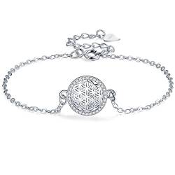Lydreewam Lebensblume Armband für Damen 925 Sterling Silber Blume des Lebens Armband mit Geschenkbox, verstellbar 17+4cm von Lydreewam