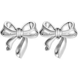Lydreewam Schleifen Ohrringe für Damen 925 Sterling Silber Klassische Schleifen Ohrstecker mit Zirkonia von Lydreewam
