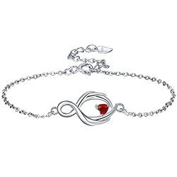 Lydreewam Schutzengel flügel Armband Damen Silber 925 aus 3A Rot Zirkonia Liebe - Geschenk Glücksbringer - Valentinstag Muttertag Weihnachten Geburtstags Geschenk für Sie Frauen Freundin mama von Lydreewam