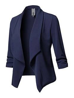 Lyfadon Damen-Business-Jacke, Reverskragen, einfarbig, Blazer, elegant, formeller Mantel, weiche Strickjacke, Jacken, langärmelig, marineblau, XXXL von Lyfadon