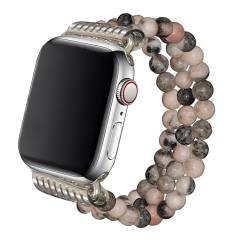 Lyfatz Handgefertigtes Perlenarmband, kompatibel mit Apple Watch, 38/40/41 mm, Naturstein, modisch, niedlich, dehnbar, Smartwatch-Armbänder für Apple Watch 1/2/3/4/5/6/7/8/SE/Ultra und Ultra 2 von Lyfatz