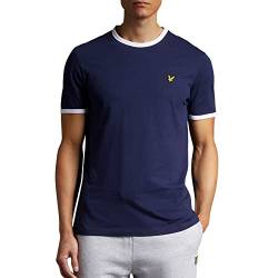 Lyle & Scott Ringer T Shirt Herren Blau | Basic Tshirt Herren Kurzärmeliges mit Rundhalsausschnitt und Logo auf der Brust | XS-XXL von Lyle & Scott