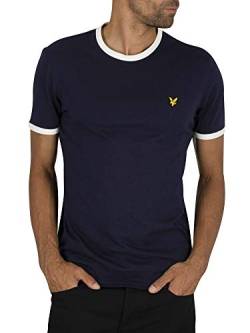 Lyle & Scott Ringer T Shirt Herren Blau | Basic Tshirt Herren Kurzärmeliges mit Rundhalsausschnitt und Logo auf der Brust | XS-XXL von Lyle & Scott