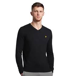 Lyle & Scott Strickpullover Herren Schwarz | Casual Cotton Merino V Neck Jumper | Pullover Herren mit V-Ausschnitt aus Merinowolle und Baumwolle | XS-XXL von Lyle & Scott