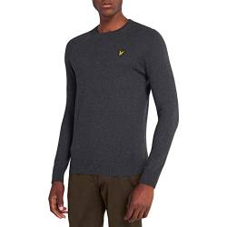 Lyle & Scott Strickpullover Herren mit C-Ausschnitt grau — EIN modischer klassischer Herren Pullover aus Einer Woll-Baumwollmischung für Wärme und Komfort, in den Größen XS-XXL von Lyle & Scott