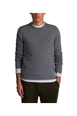 Lyle & Scott Strickpullover Herren mit C-Ausschnitt grau — EIN modischer klassischer Herren Pullover aus Einer Woll-Baumwollmischung für Wärme und Komfort, in den Größen XS-XXL von Lyle & Scott