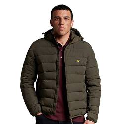 Lyle & Scott Übergangsjacke für Herren olive-grün L - Lightweight Puffer Jacket Casual warme Daunenjacke mit Kapuze von Lyle & Scott