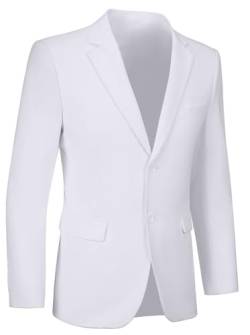 Herren-Blazer, Sportmantel, schmale Passform, 2 Knöpfe, einfarbig, lässiger Anzug, Blazer, Weiss/opulenter Garten, 4XL von Lynerun