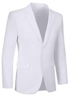 Herren Blazer Sport Mantel Slim Fit 2 Knopf Solide Männer Casual Anzug Blazer Jacken, Weiss/opulenter Garten, 3XL von Lynerun