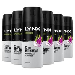 Lynx Epic Fresh Grapefruit & Tropical Pineapple Scent 72 Hours Anti Sweat Aerosol Anti-Transpirant Deodorant Spray Ein ikonischer frischer Duft 6 x 150 ml von Lynx
