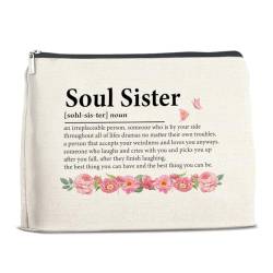 LyoGao Soul Sister Geschenke für Frauen, beste Freunde, Freundschaftsgeschenke für Schwester, BFF, Arbeit, Bestie, Soul Sister Make-up-Tasche, Polychrome, 10 x 7 inches von LyoGao