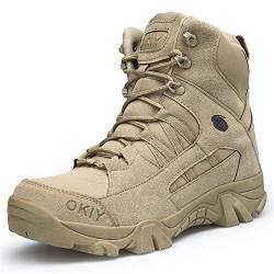 Lyoridra Herren Wanderschuhe Kampfstiefel Armee Tactical Boot Outdoor Trekking Schuhe, Beige, 40 EU von Lyoridra